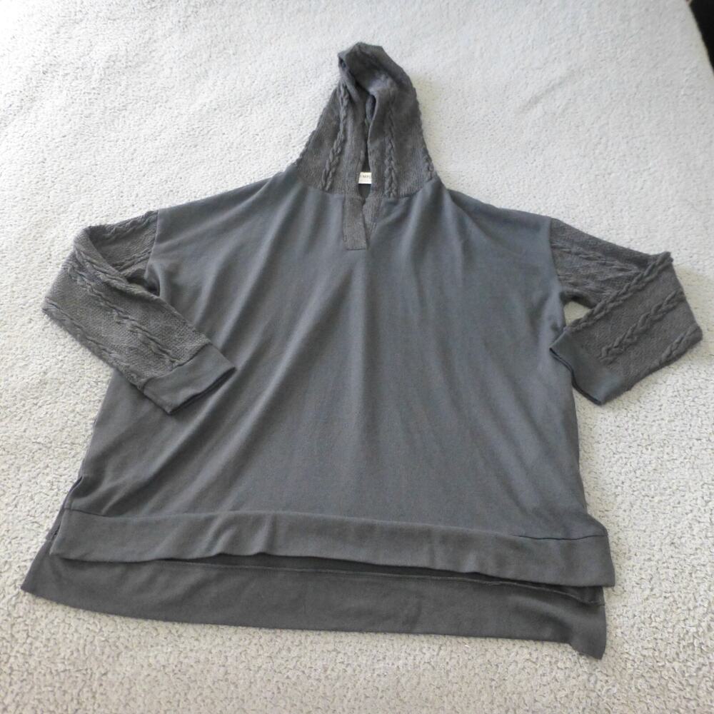 Simple Suzanne Betro Hoodie Womens Large Sweater Knit Crochet Gray Stretch